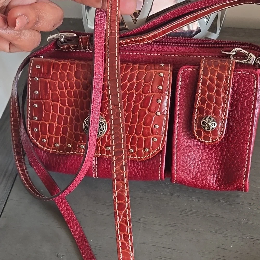 Elegant Brighton Red Leather Crossbody Bag